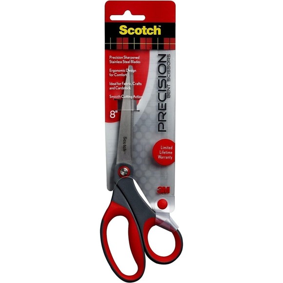 Other - Lot of 3 x 3M Scotch Precision Bent Ultra Edge 8" Scissors Shears - Grey Red